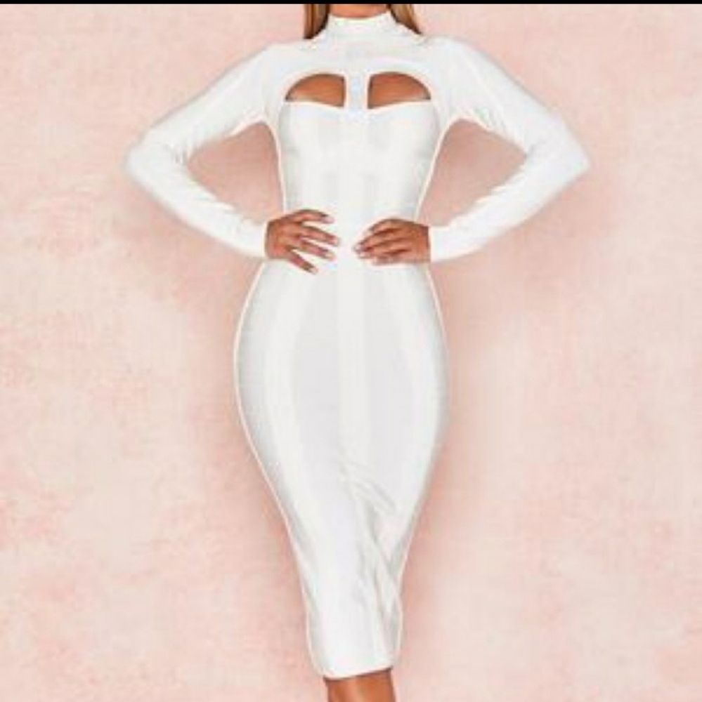 House of cb arizia cut-out white bandage dress
